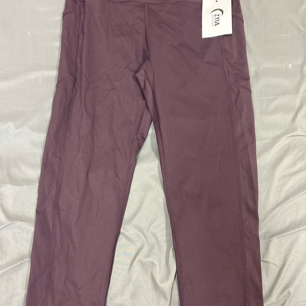 ZYIA Purple Leggings with Stretchy Fabric and Wide Waistband